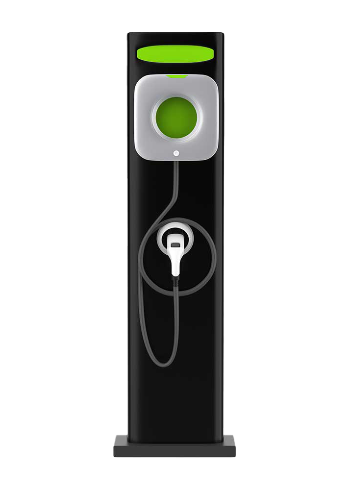 An illustration of a tall black electric vehicle charging station